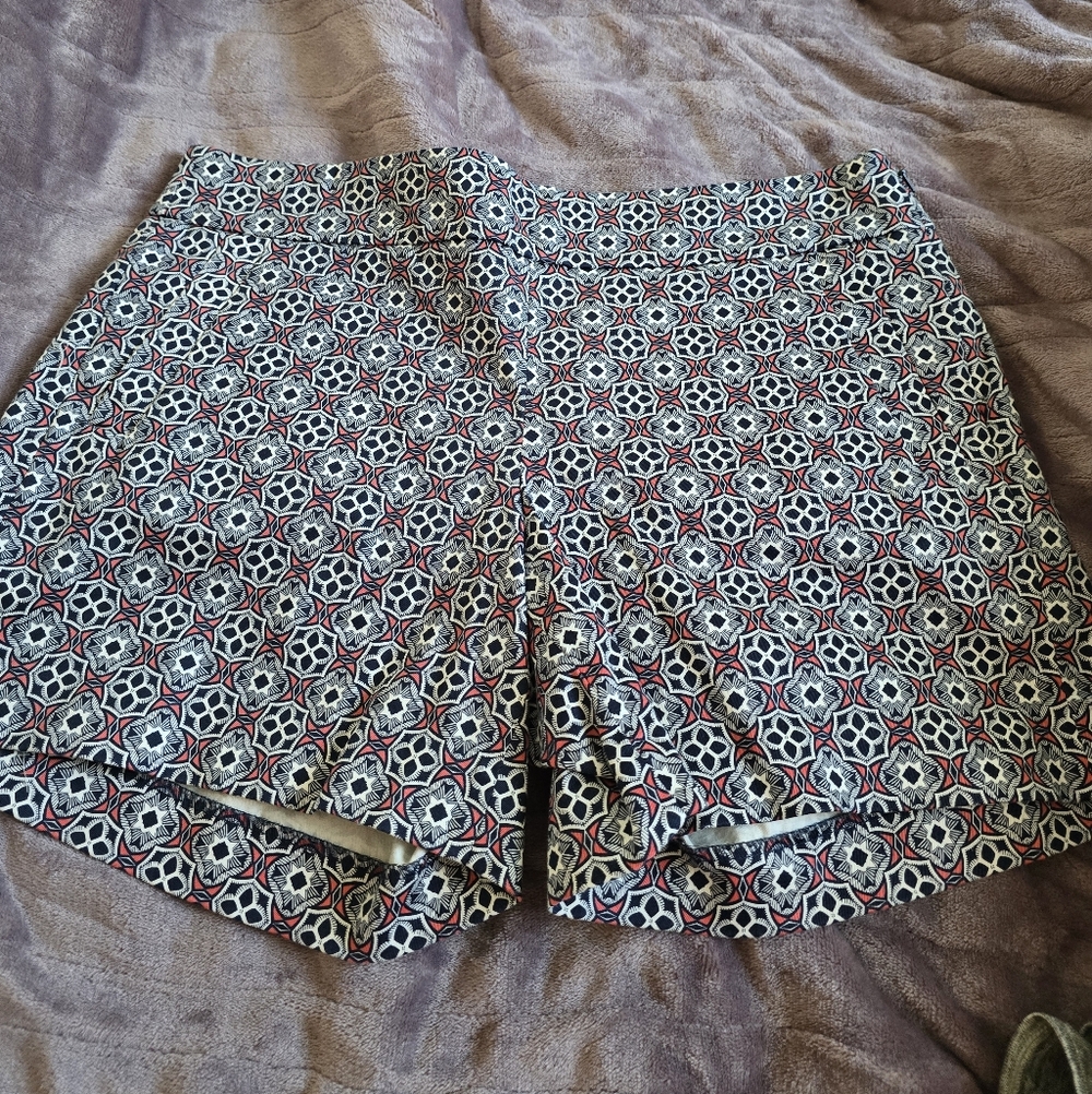 J. Crew High Waist Shorts with Black and White Pattern